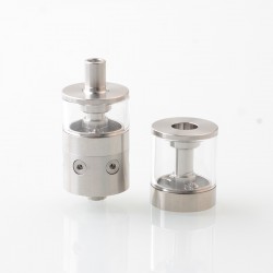 pNeumatyca Style RTA Rebuildable Tank Atomizer with 4.2ml Tank Tube - Silver, SS + Glass, 3.5ml, 22mm Diameter