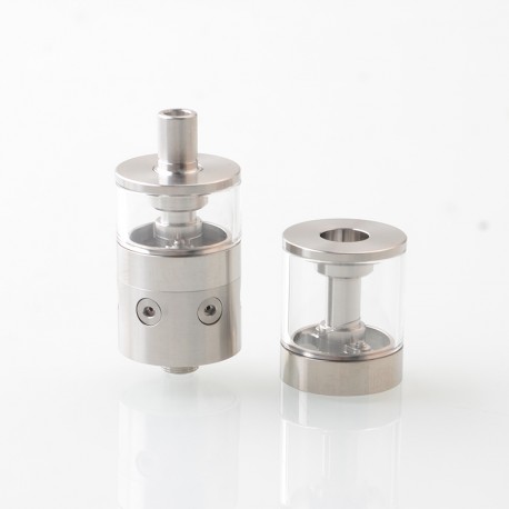 pNeumatyca Style RTA Rebuildable Tank Atomizer with 4.2ml Tank Tube - Silver, SS + Glass, 3.5ml, 22mm Diameter