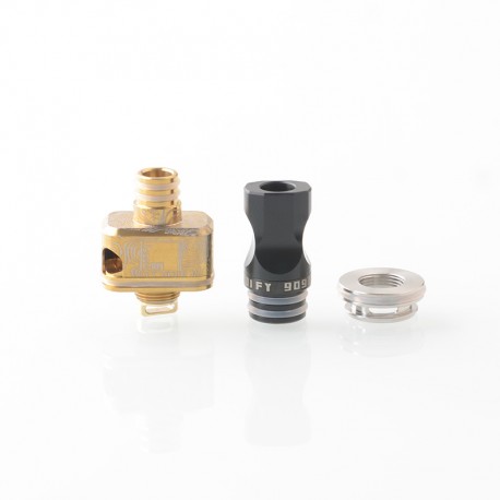 YFTK 909 Modify Nugg Style RBA for LVE Orion ll - Gold, 4 x Airflow Pins 1.0, 2.0, 3.0, 4.0mm