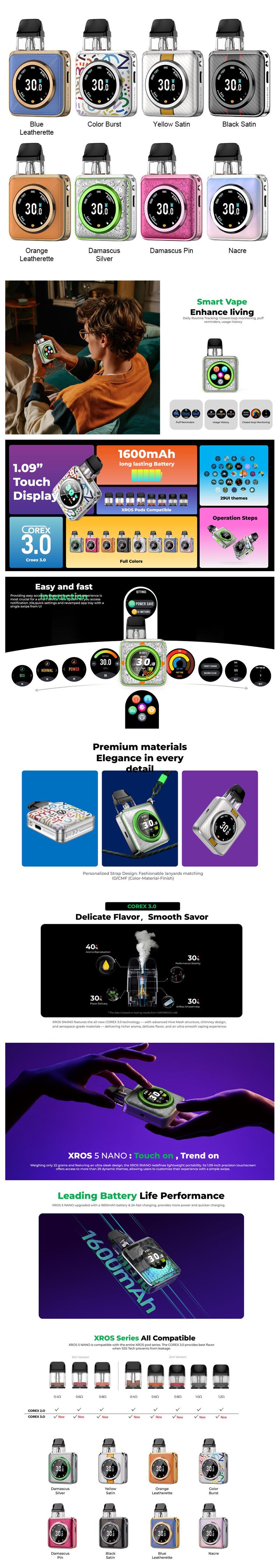 Authentic Vaporesso XROS 5 NANO 30W Pod System Kit