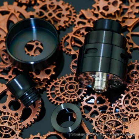 Authentic L.P. Mods Decree RDA Rebuildable Dripping Atomizer - Black, Single / Dual Coil, BF Pin, 22mm / 24mm Diameter