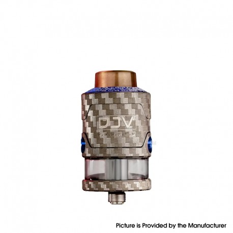 Authentic DEJAVU RDTA V2 Rebuildable Dripping Tank Atomizer - Fiber Engrave Blue, 5.2ml, 26mm Diameter