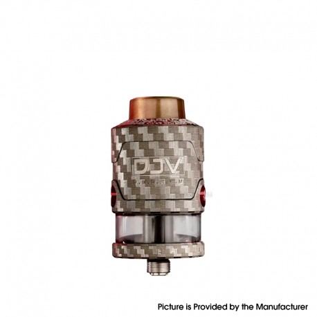 Authentic DEJAVU RDTA V2 Rebuildable Dripping Tank Atomizer - Fiber Engrave Red, 5.2ml, 26mm Diameter