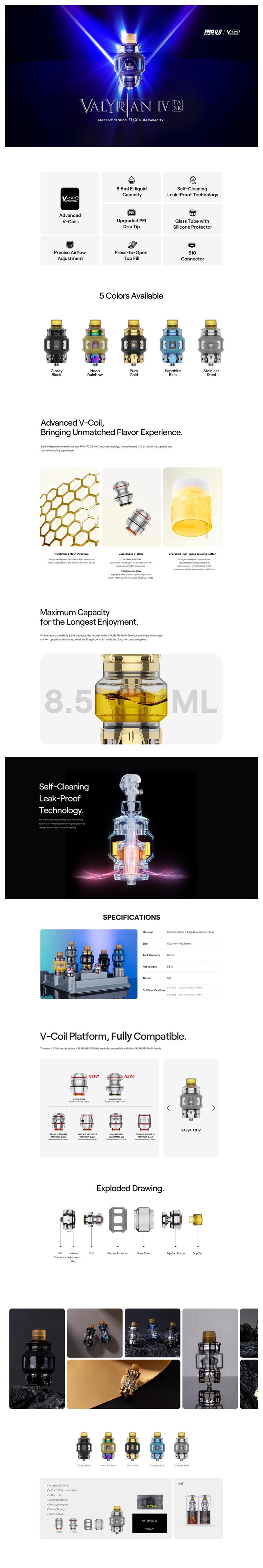 Authentic Uwell Valyrian 4 Sub Ohm Tank