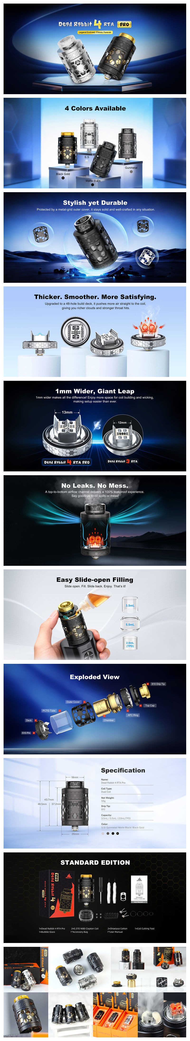 Authentic Hellvape Dead Rabbit 4 RTA Pro Tank Atomizer