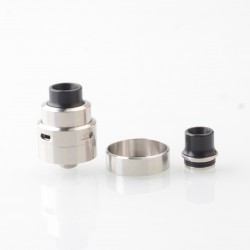 Authentic L.P. Mods Decree RDA Rebuildable Dripping Atomizer - Silver, Single / Dual Coil, BF Pin, 22mm / 24mm Diameter
