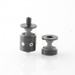 YFTK pNeumatyca Style RTA Rebuildable Tank Atomizer with 4.2ml Tank Tube - Black, 316SS + Glass, 3.5ml, 22mm Diameter