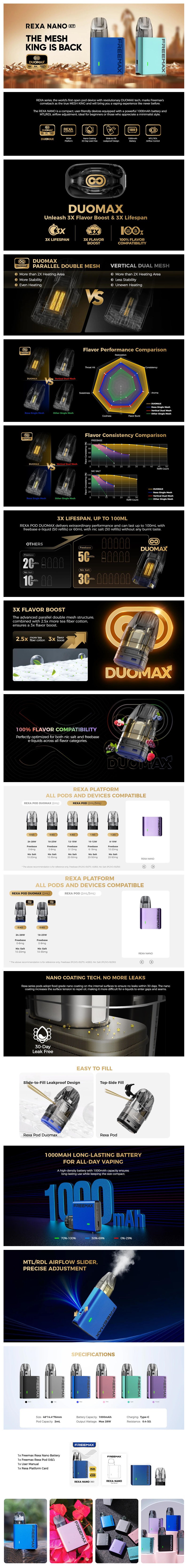 Authentic FreeMax Rexa Nano 28W Pod System