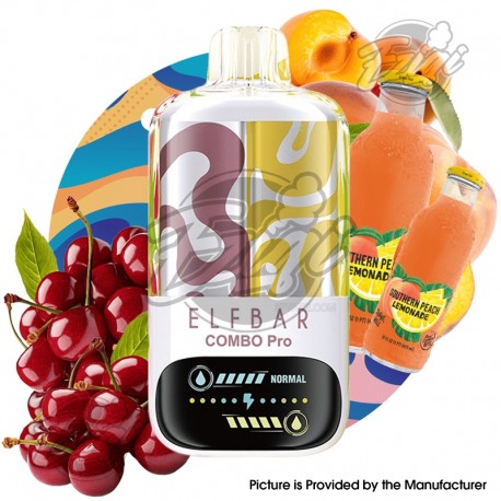 [Ships from EU Warehouse] Authentic Elf Bar Combo Pro 30K ADisposable Kit - Cherry + Peach Lemonade, 700mAh, 17ml, 50mg