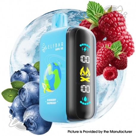 [Ships from EU Warehouse] Authentic Elf Bar Raya D3 25K Disposable Kit - Blueberry Raspberry, 25,000 Puffs, 850mAh, 23ml, 50mg