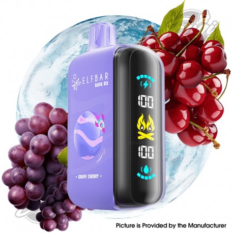 [Ships from EU Warehouse] Authentic Elf Bar Raya D3 25K Disposable Kit - Grape Cherry, 25,000 Puffs, 850mAh, 23ml, 50mg