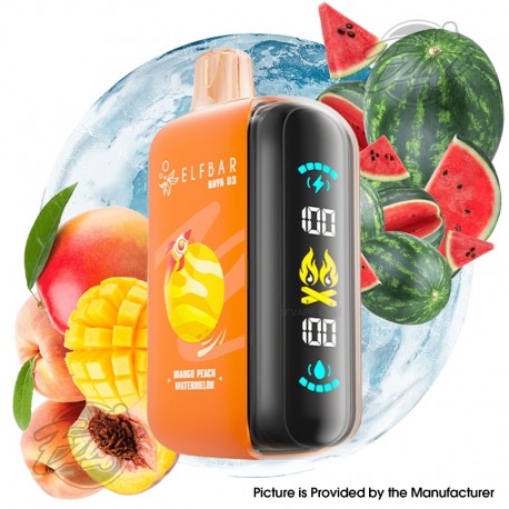 [Ships from EU Warehouse] Authentic Elf Bar Raya D3 25K Disposable Kit - Mango Peach Watermelon, 25,000 Puffs 850mAh, 23ml, 50mg