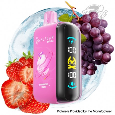 [Ships from EU Warehouse] Authentic Elf Bar Raya D3 25K Disposable Kit - Strawberry Grape, 25,000 Puffs, 850mAh, 23ml, 50mg
