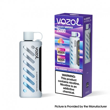 [Ships from EU Warehouse] Authentic VOZOL Gear Shisha 25K DTL Disposable Vape Kit - Blueberry Watermelon, 25K Puff, 1000mAh, 5mg