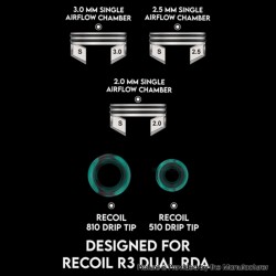 Authentic Thunder Cloud Recoil R3 Single Coil Chamber Kit - 1 x 2mm / 2.5mm / 3.0mm Chamber, 1 x 510 Drip Tip, 1 x 810 Drip Tip