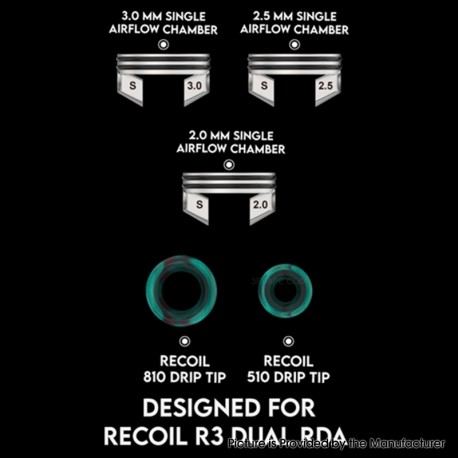 Authentic Thunder Cloud Recoil R3 Single Coil Chamber Kit - 1 x 2mm / 2.5mm / 3.0mm Chamber, 1 x 510 Drip Tip, 1 x 810 Drip Tip