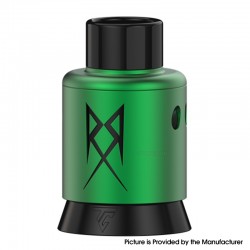 Authentic Thunder Cloud x GrimmGreen Recoil R3 TSC RDA Atomizer - Green, SS + Aluminum, Single / Dual Coil, BF Pin, 24mm