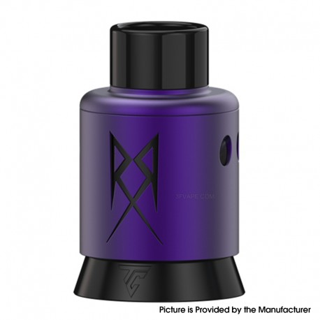 Authentic Thunder Cloud x GrimmGreen Recoil R3 TSC RDA Atomizer - Purple, SS + Aluminum, Single / Dual Coil, BF Pin, 24mm