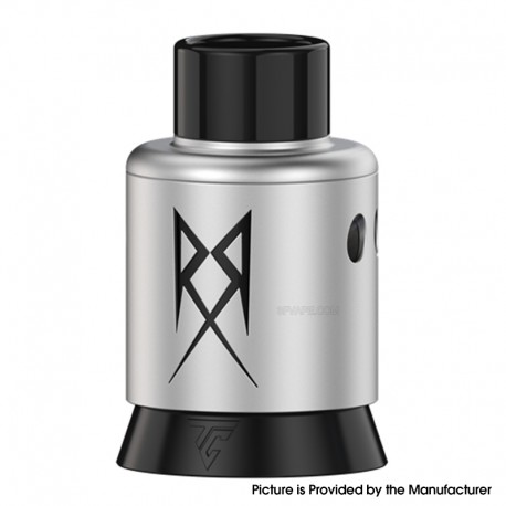 Authentic Thunder Cloud x GrimmGreen Recoil R3 TSC RDA Atomizer - Silver, SS + Aluminum, Single / Dual Coil, BF Pin, 24mm