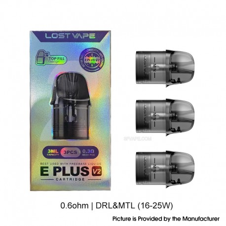 [Ships from Bonded Warehouse] Authentic Lost Vape E-Plus V2 Pod Cartridge for Thelema Elite 40 / Elite Art 40 - 0.6ohm (3 PCS)