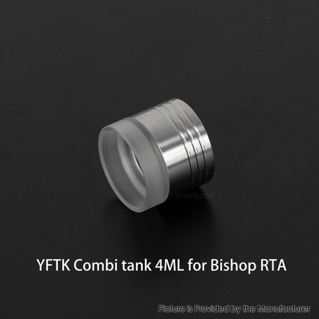 YFTK Combi Tank Tube for Bishop RTA 2ml / 4ml / MOKA / BAYA / KUMA / Flash e-Vapor V4.5S+ Style RTA - Silver, 4.0ml