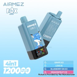 [Ships from EU-1 Warehouse] Authentic AiRMEZ Fox 4in1 120K Disposable Vape Kit - Grape Ice + Love 66, 650mAh, 60ml, 50mg