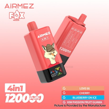 [Ships from EU-1 Warehouse] Authentic AiRMEZ Fox 4in1 120K Disposable Vape Kit - Love 66 + Blueberry On Ice, 650mAh, 60ml, 50mg