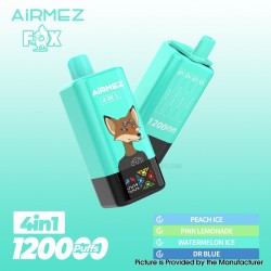 [Ships from EU-1 Warehouse] Authentic AiRMEZ Fox 4in1 120K Disposable Vape Kit - Peach Ice + Pink Lemonade, 650mAh, 60ml, 50mg