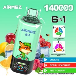 [Ships from EU-1 Warehouse] Authentic AiRMEZ Fox 6 in 1 140K Disposable Vape Kit - Love 66 + Berry Lemonade, 650mAh, 45ml