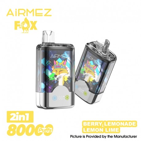 [Ships from EU-1 Warehouse] Authentic AiRMEZ FOX 2 IN 1 80K Disposable Vape Kit - Berry Lemonade + Lemon Lime, 650mAh, 30ml