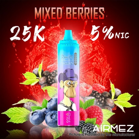 [Ships from EU-1 Warehouse] Authentic AiRMEZ Tornado 25k Disposable Vape Kit - Mixed Berries, 650mAh, 25ml, 50mg