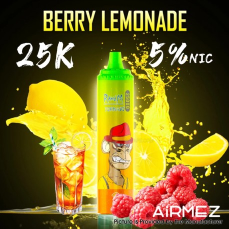 [Ships from EU-1 Warehouse] Authentic AiRMEZ Tornado 25k Disposable Vape Kit - Berry Lemonade, 650mAh, 25ml, 50mg
