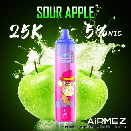 [Ships from EU-1 Warehouse] Authentic AiRMEZ Tornado 25k Disposable Vape Kit - Sour Apple, 650mAh, 25ml, 50mg
