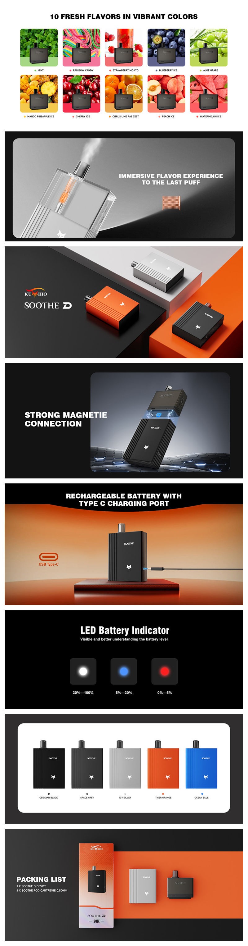Authentic Kumiho SOOTHE D 20K Replaceable Disposable Pod Kit