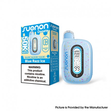 [Ships from Bonded Warehouse] Authentic SUONON Donete 50K Disposable Vape Kit - Blue Razz Ice 50mg, 900mAh, 20ml, 50K Puffs