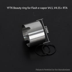 YFTK Beauty Ring for Flash e-Vapor V4.5S+ / V4.5 Style 23mm RTA Atomizer -Silver