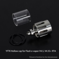 YFTK Hollow Cap for e-Vapor Flash V4.5 / V4.5S+ Style RTA - Silver