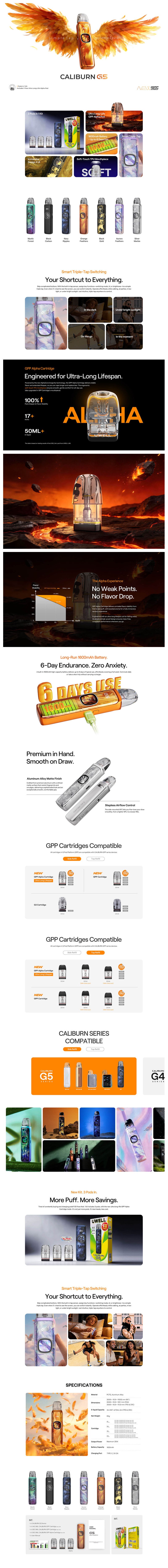 Authentic Uwell Caliburn G5 35W Pod System Kit