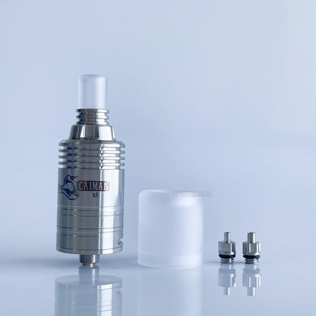 RekaVape Caiman V.4 Style MTL RDA Rebuildable Dripping Atomizer - Silver, 316 Stainless Steel, 22mm Diameter