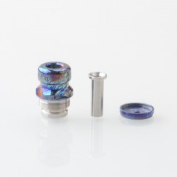 Rekavape Mission XV Mini Nuke V2 Style Integrated Drip Tip + Fire Button Set for dotMod dotAIO V2 Pod - Ebtropic, Titanium + SS