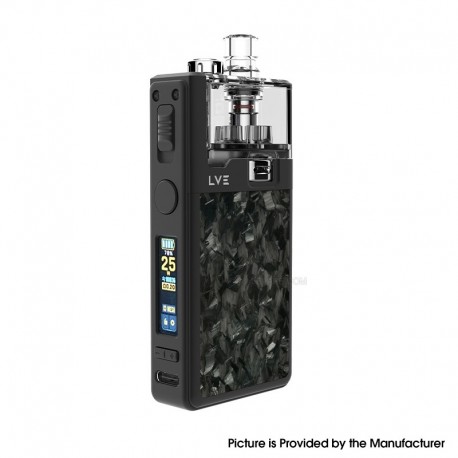 Authentic LVE Orion II Pro 50W Pod Mod Kit RBA + Coil Kit - Black Forged Carbon, VW 5~50W, 1900mAh, 4.5ml, 0.4ohm / 0.6ohm