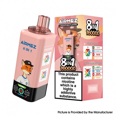 [Ships from EU-1 Warehouse] Airmez Fox 8in1 160K Disposable Kit - Love66 + Strawberry Ice + Blue Razz Lemonade + Pineapple Ice