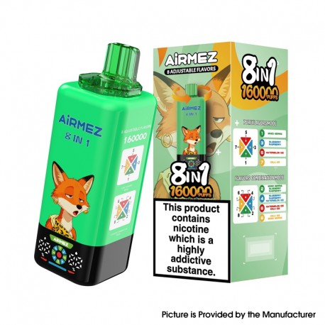 [Ships from EU-1 Warehouse] Airmez Fox 8in1 160K Disposable Kit - Mixed Berris + Blueberry Raspberry + Watermelon Ice + Cola Ice