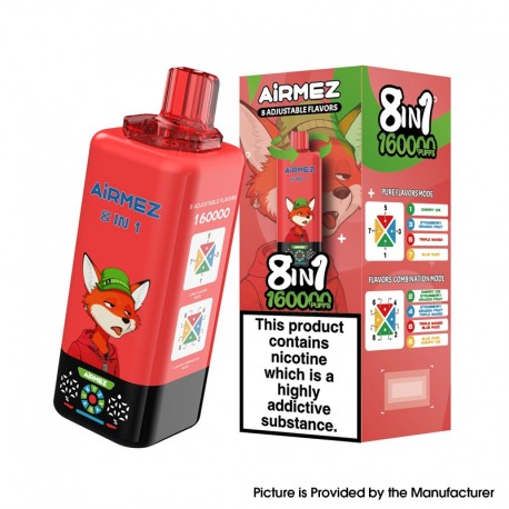 [Ships from EU-1 Warehouse] Airmez Fox 8in1 160K Disposable Kit - Cherry Ice + Strawberry Dragon Fruit + Triple Mango + Blue