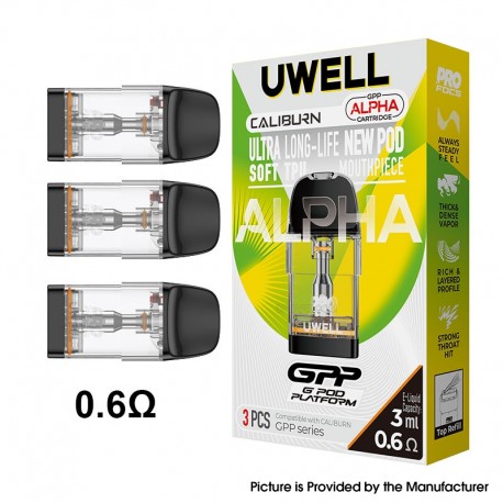 [Ships from Bonded Warehouse] Authentic Uwell Caliburn GPP Alpha Cartridge for Caliburn G5- 0.6ohm, 3.0ml, Top Refill (3 PCS)