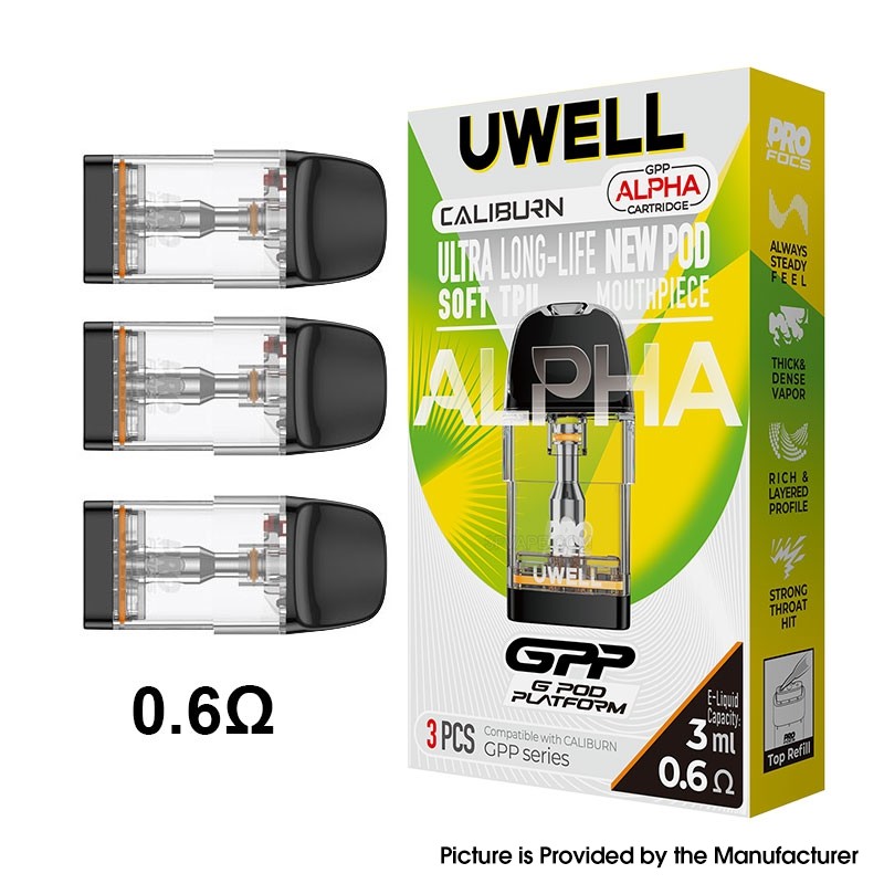 Buy Authentic Uwell Caliburn GPP Alpha Pod Cartridge 0.6ohm Top Refill Buy Authentic Uwell Caliburn GPP Alpha Pod Cartridge 0.6ohm Top Refill