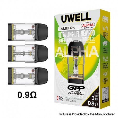 [Ships from Bonded Warehouse] Authentic Uwell Caliburn GPP Alpha Cartridge for Caliburn G5- 0.9ohm, 3.0ml, Top Refill (3 PCS)