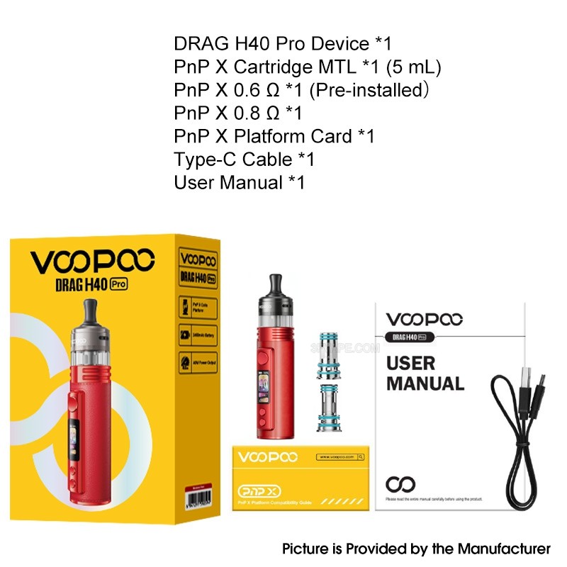 Buy Authentic VOOPOO Drag H40 Pro 40W Pod System Kit 2450mAh 5ml Gray Metal