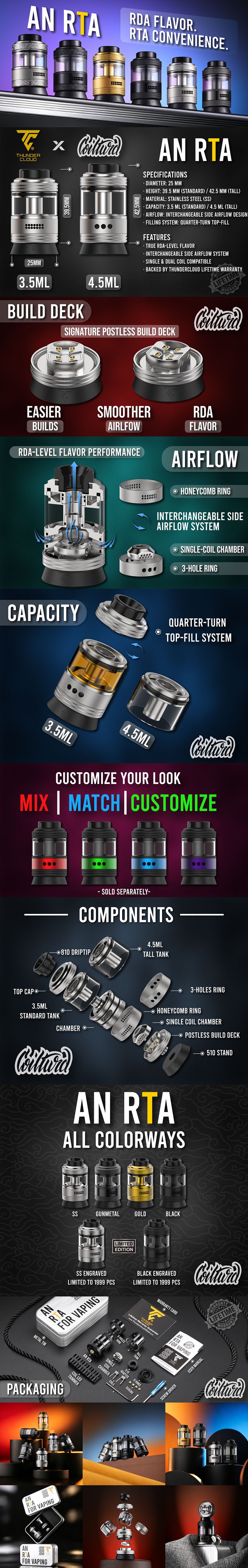 Authentic Thunder Cloud x Coilturd AN Rebuildable Tank Atomizer RTA