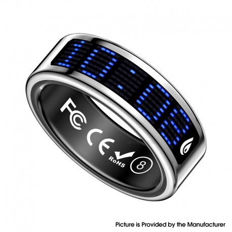 SR16 Digital Display Smart Ring Sleep Tracking Blood Oxygen Heart Rate Monitor with Charging Case - Silver, Size 14